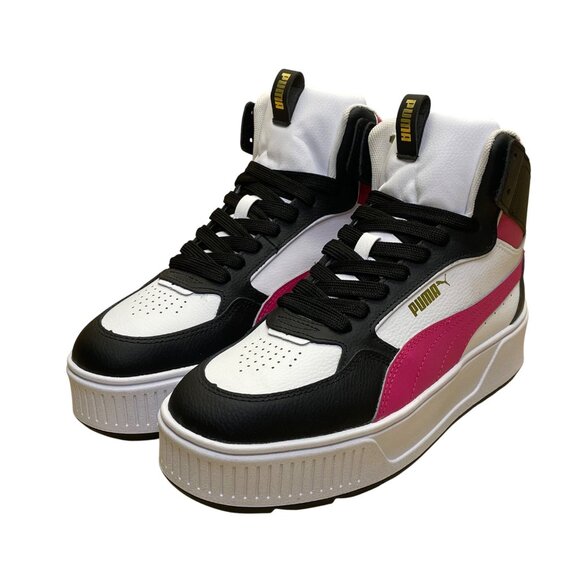 Puma Women’s White Black Pink High-Top Lace-Up Platform Sneakers Size 8.5 - Picture 3 of 10
